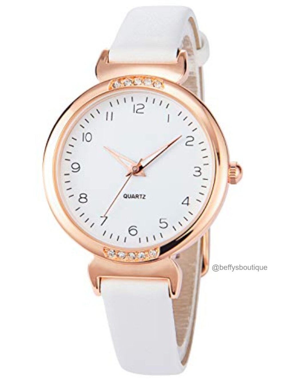 Silicone Sports Watch Crystal Accent Leather Strap Analog Display